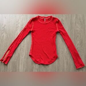 Free People XS Red Thermal long sleeve shirt